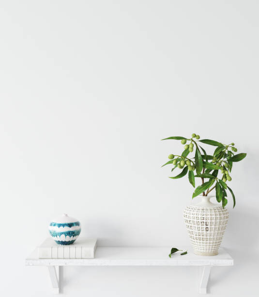 istock Wall mockup. Coastal Scandinavian interior style. 3d rendering, 3d illustration 1194387629