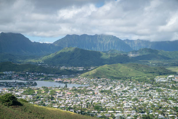 Oahu Island mountains and villages