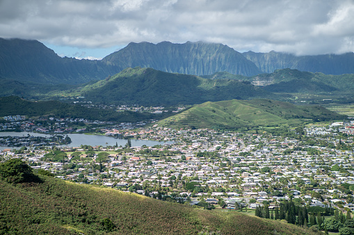 Oahu Island mountains and villages