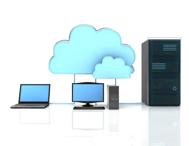 Photo of 3d Cloud computing concept on white background