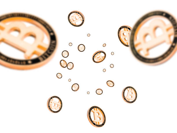 istock Money falling. Gold Bitcoins on white. Litecoin, Ethereum Cryptocurrency background. 1194394237