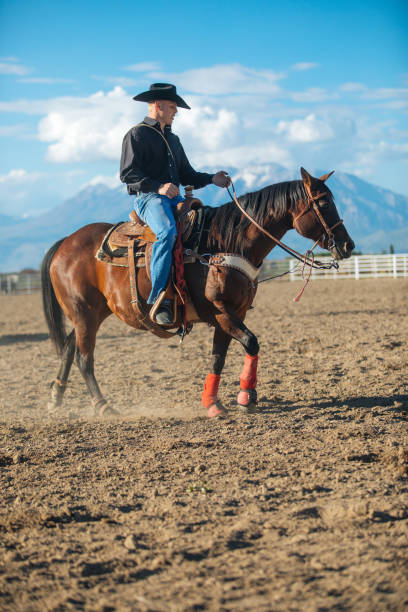 istock Cowboy warming up before event at a rodeo arena 1194396091