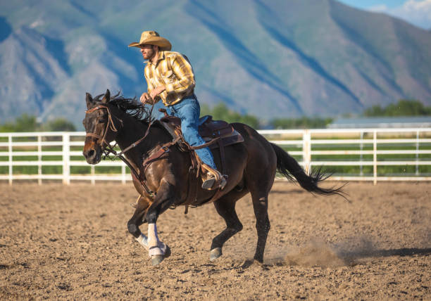 istock Cowboy warming up before event at a rodeo arena 1194396906