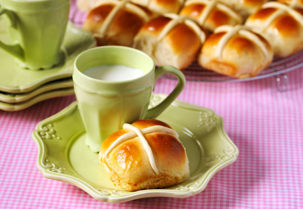 istock Homemade Easter traditional hot cross buns. 1194398567