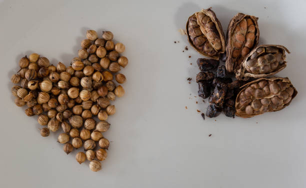 istock Coriander Seeds and Black Cardamom Pods on a White Plate 1194399106
