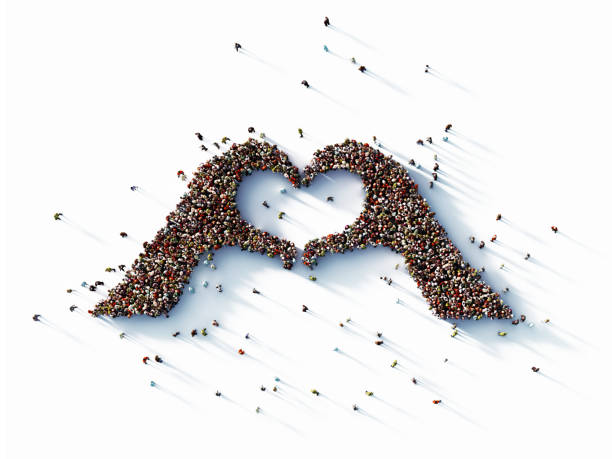 istock Human Crowd Forming Two Hands and A Heart Shape on White Background 1194400127