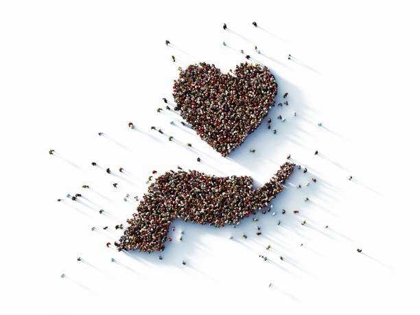 istock Human Crowd Forming A Hand Shape with Heart on White Background 1194400152