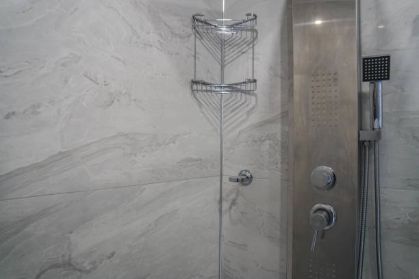 istock modern shower tank with soap rack in hotel bathroom 1194402830