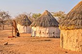 Traditional round houses in an African village.