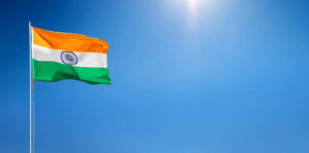 istock INDIA FLAG FLYING HIGH BLUE SKY TRICOLOUR FLAG 1194408356