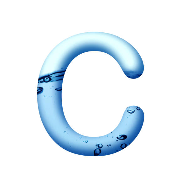 istock aqua blue Water and water bubble alphabet letter C 1194413161