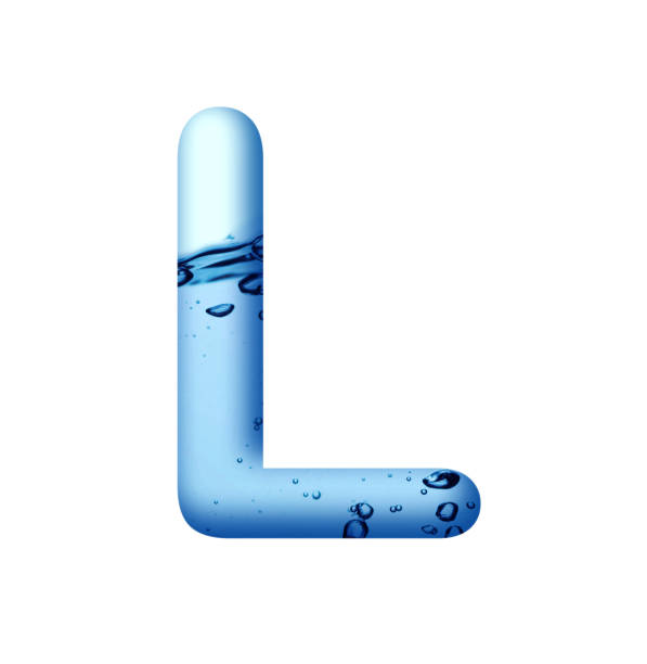 aqua blue water and water bubble alphabet letter l - letter l water typescript liquid imagens e fotografias de stock