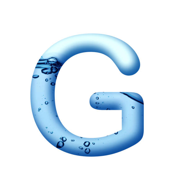 istock aqua blue Water and water bubble alphabet letter G 1194413187