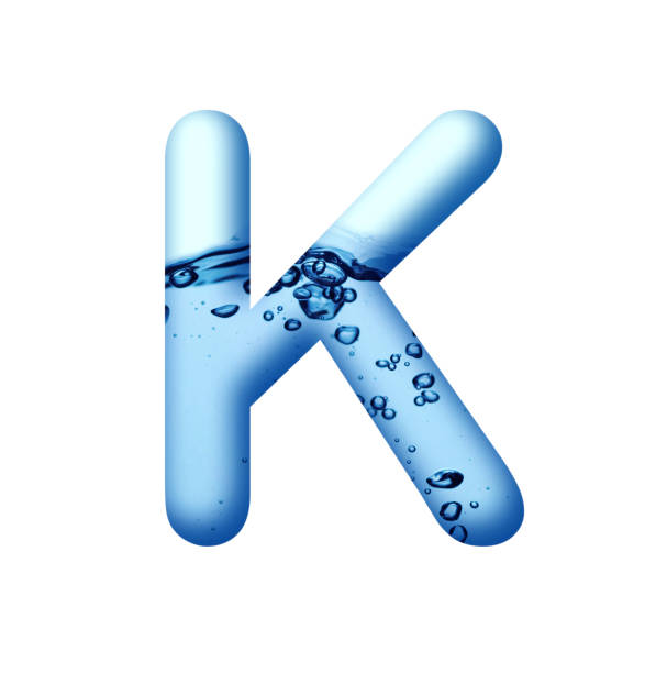 istock aqua blue Water and water bubble alphabet letter K 1194413189
