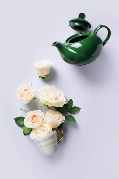 istock Roses spring falt lay 1194414523