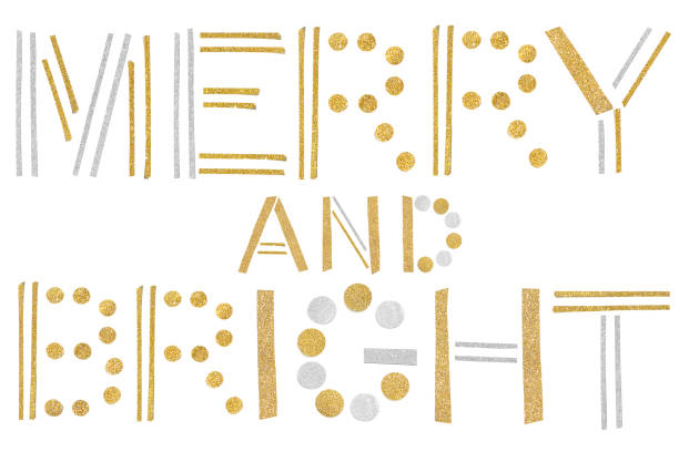 istock Merry and bright text paper cut on white background 1194415824
