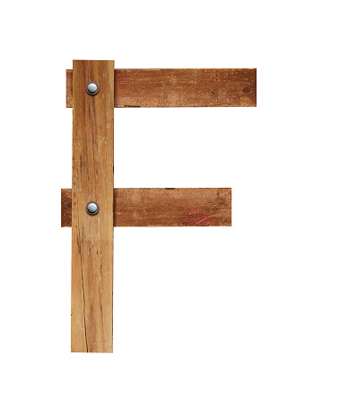 Wood font, letters made out of wooden plank, font, letter F