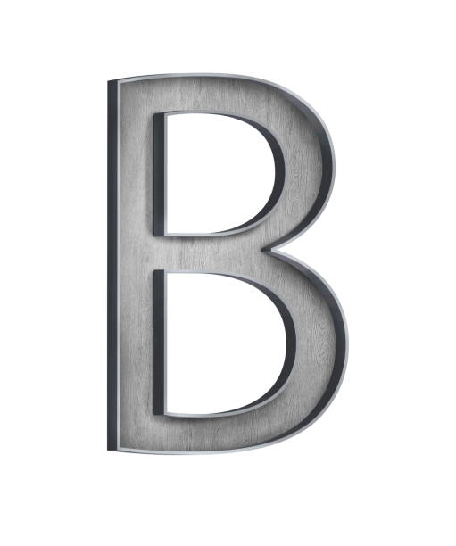 istock wooden letter with metal outer frame letter B 1194418097