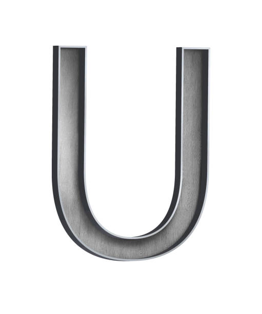 istock wooden letter with metal outer frame letter U 1194418135