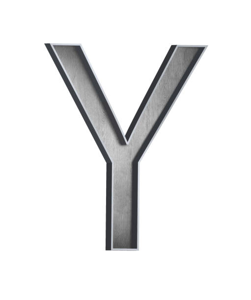 istock wooden letter with metal outer frame letter Y 1194418158