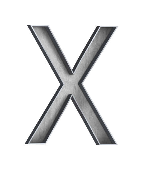 istock wooden letter with metal outer frame letter X 1194418748