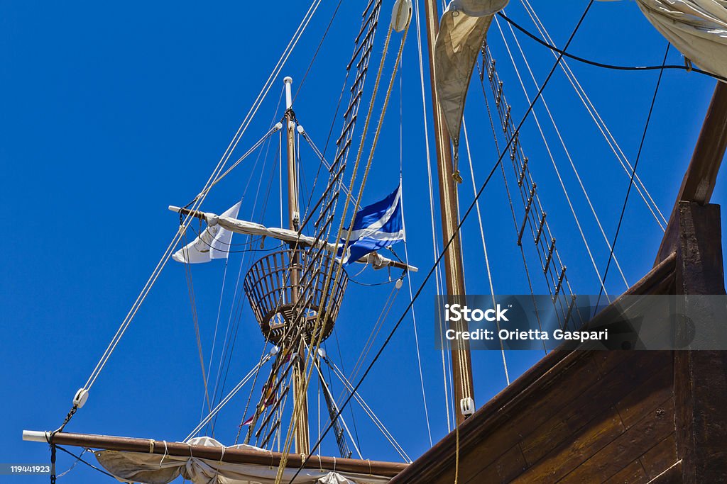 Sailing Ship From Below  Replica Santa Maria Ship Stock Photo
