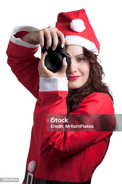 Santa Donna Con Macchina Fotografica - Fotografie stock e altre immagini di Babbo Natale - Babbo Natale, Fotografia - Immagine, 20-24 anni