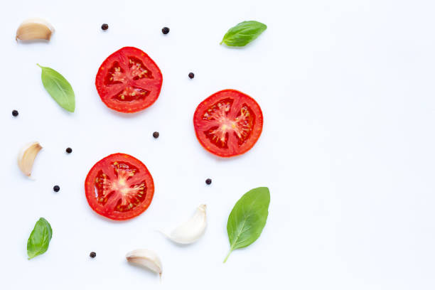 istock Various fresh vegetables and herbs on white background. Healthy eating concept 1194420158