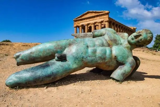 Photo of Icarus and Temple of Concordia in Agrigento on Sicily, Italy