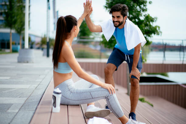 istock Couple resting after a workout stock photo 1194420741