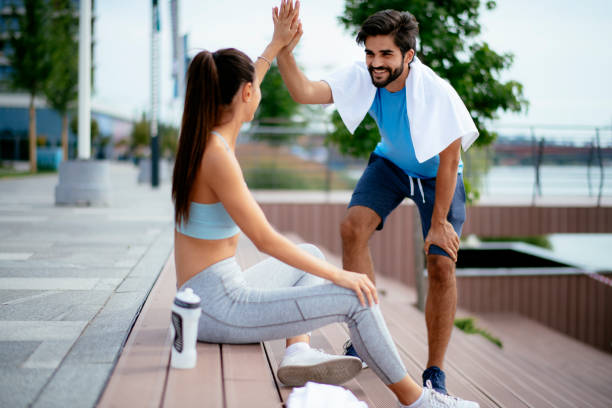 istock Couple resting after a workout stock photo 1194420792