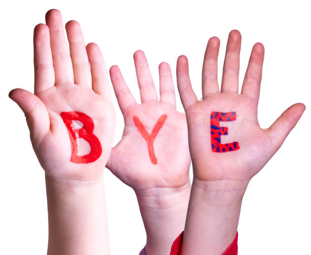 istock Children Hands Building Word Bye, Isolated Background 1194426180