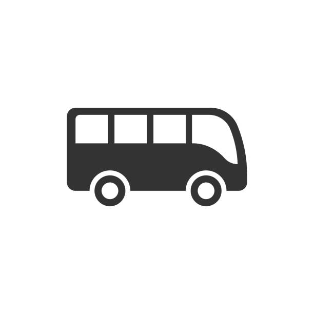 illustrations, cliparts, dessins animés et icônes de icône de bus dans le modèle plat. illustration de vecteur d'entraîneur sur le fond isolé blanc. concept d'entreprise de véhicule d'autobus. - car traffic road road sign