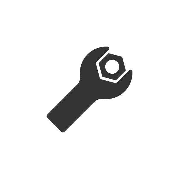 ikona klucza w stylu płaskim. ilustracja wektora klucza klucza klucza na białym izolowanym tle. naprawa koncepcji biznesowej sprzętu. - spanner stock illustrations