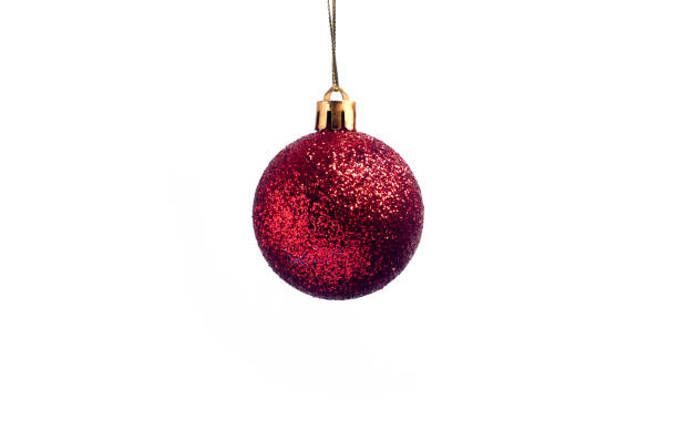 istock red Christmas ball with sequins on a white background, 1194427630