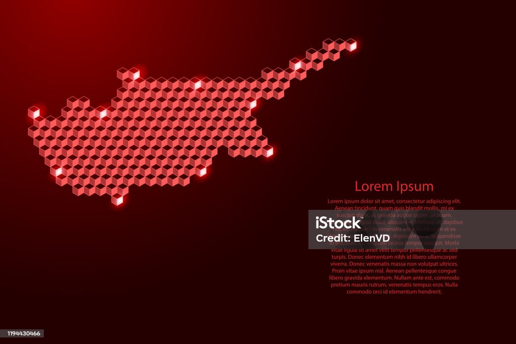 Cyprus Square Map Cyprus Map From 3d Red Cubes Isometric Abstract Concept Square Pattern ...