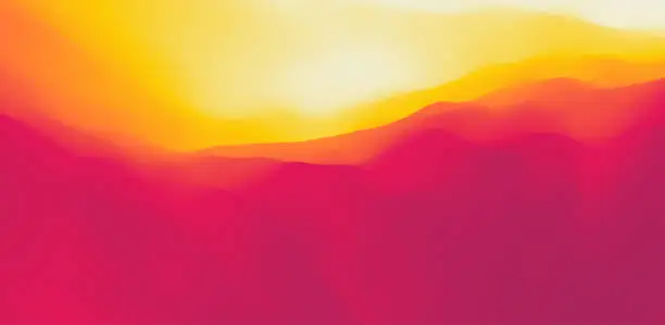 Vector illustration of Desert dunes sunset landscape. Mountain landscape with a dawn. Mountainous terrain. Hills silhouette. Abstract background. Vector illustration.