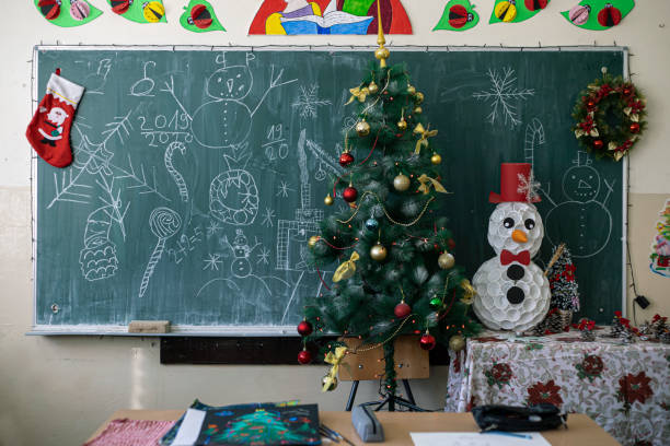 istock School Christmas tree and Snowman 1194442082