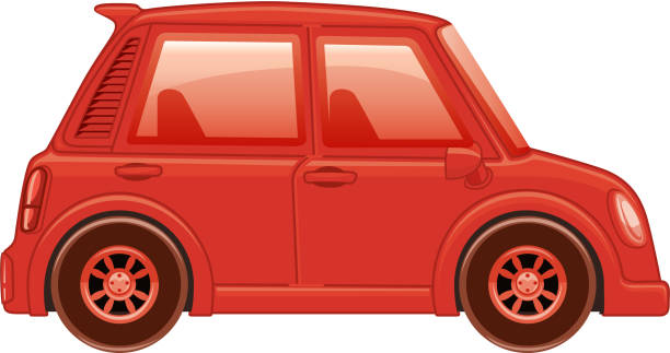 Single picture of car in red color illustration