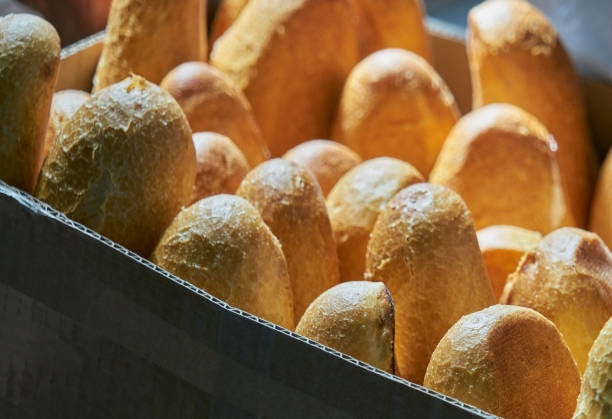 istock Bread bars in the carton transport box before serving at the table 1194447977