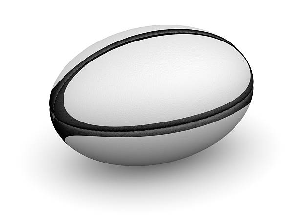 A plain black and white rugby ball stock photo