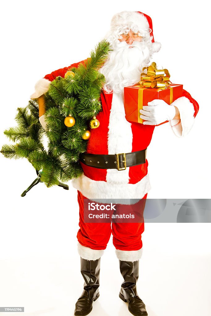 Papai Noel com presentes e a árvore de Natal - Foto de stock de Abdômen Humano royalty-free