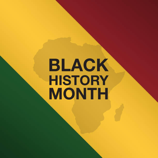 měsíc černé historie a mapa afriky. vektor moderní design ilustrace. - black history in the us stock ilustrace