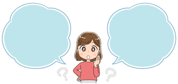 istock Young woman in red clothes.With a speech bubble.She has doubts. 1194452999