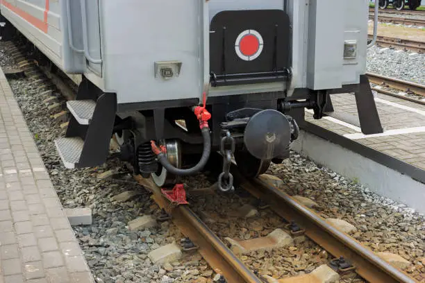 Coupling device of the wagon of the old narrow-gauge railway. Russia