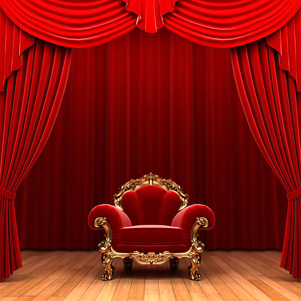istock red velvet curtains and chair 119445586