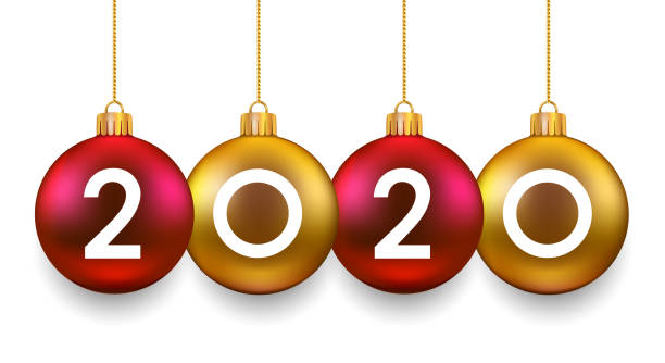istock Hanging balls with 2020 year. Happy New Year - stock vector 1194457245