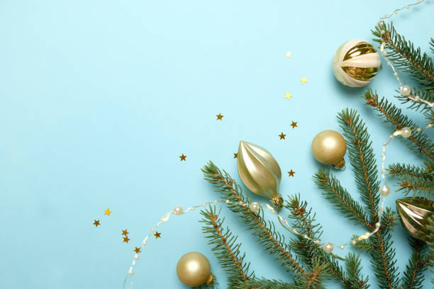 istock Merry Christmas and Happy New Year. Blue background 1194458131