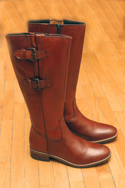 istock Brown leather female boots 1194460534