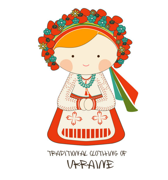 ilustrações de stock, clip art, desenhos animados e ícones de traditional clothing of ukraine, vyshyvanka - computer graphic image women national landmark